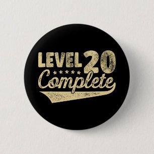 Level 20 Complete Vintage 20th Wedding Anniversary 6 Cm Round Badge