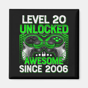 Level 20 Unlocked 20 Year Old Boys 20th Birthday B Magnet