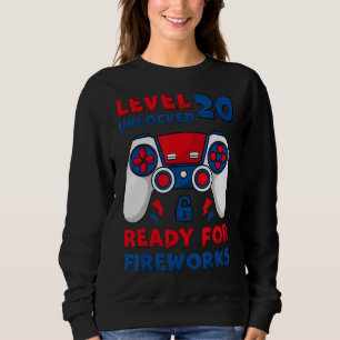 Level 20 Unlocked 20th Birthday Game 4th Of July B Sweatshirt