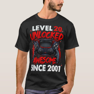Level 20 Unlocked Awesome Since 2001 20th Birthday T-Shirt