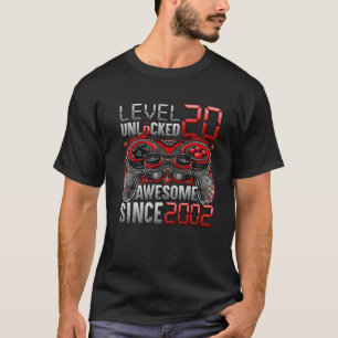 Level 20 Unlocked Awesome Since 2002 20Th Birthday T-Shirt