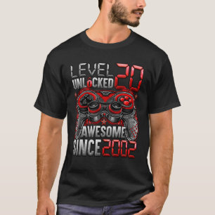 Level 20 Unlocked Awesome Since 2002 20th Birthday T-Shirt