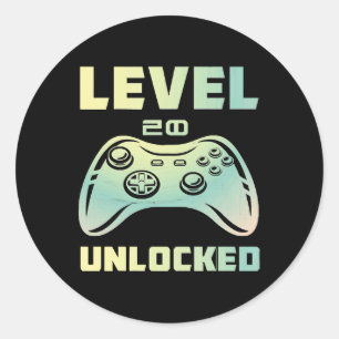 level 20 unlocked classic round sticker