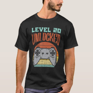 Level 20 Unlocked Game Controller Retro 20Th Birth T-Shirt