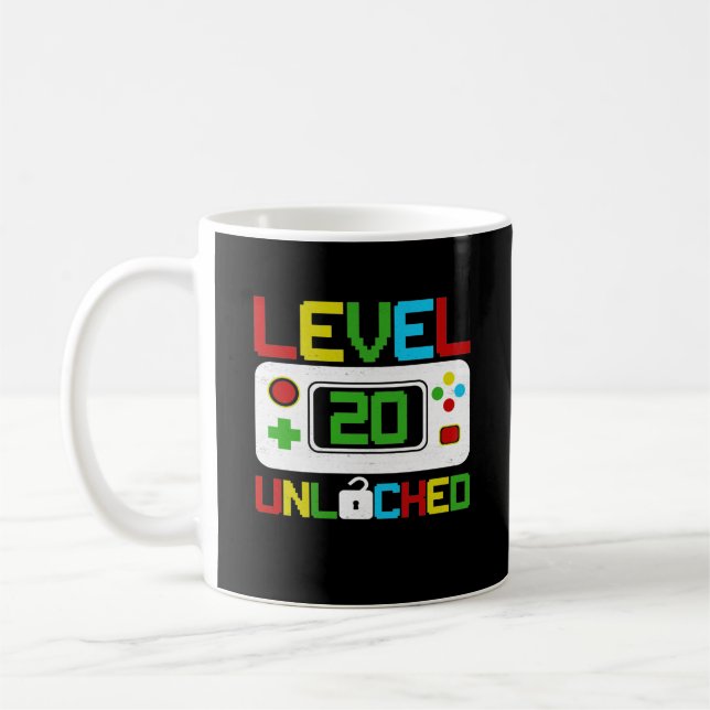 Level 20 Unlocked Video Game 10th Birthday Gift Coffee Mug (Left)