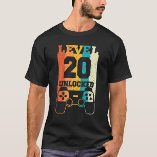Level 20 Unlocked Video Game 20Th Birthday Gamer M T-Shirt