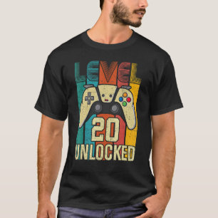 Level 20 Unlocked   Video Gamer 20th Birthday T-Shirt