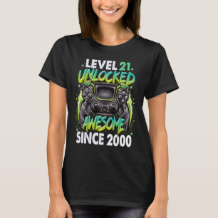 Level 21 Unlocked Awesome Since 2000 21st Birthday T-Shirt