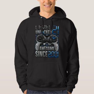 Level 21 Unlocked Awesome Since 2001 21st Birthday Hoodie