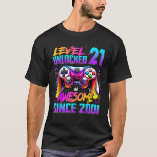 Level 21 Unlocked Awesome Since 2001 21st Birthday T-Shirt