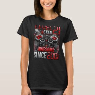 Level 21 Unlocked Awesome Since 2001 21st Birthday T-Shirt