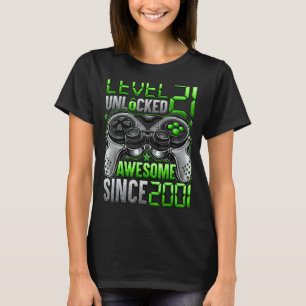 Level 21 Unlocked Awesome Since 2001 21st Birthday T-Shirt