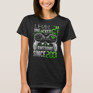 Level 21 Unlocked Awesome Since 2001 21st Birthday T-Shirt