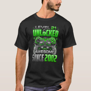 Level 21 Unlocked Awesome Since 2002 21st Birthday T-Shirt