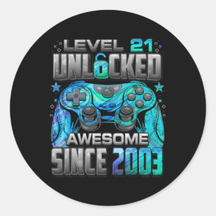 Level 21 Unlocked Awesome Since 2003 21st Birthday Classic Round Sticker