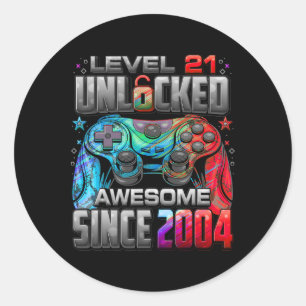 Level 21 Unlocked Awesome Since 2004 21st Birthday Classic Round Sticker