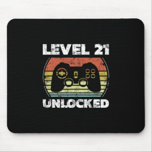 Level 21 Unlocked Funny Video Gamer 21st Birthday Mouse Pad