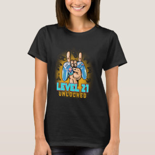 Level 21 Unlocked Funny Video Gamer 21st Birthday T-Shirt