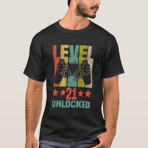 Level 21 Unlocked Funny Video Gamer 21st Birthday T-Shirt