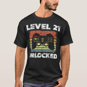 Level 21 Unlocked Funny Video Gamer 21St Birthday T-Shirt