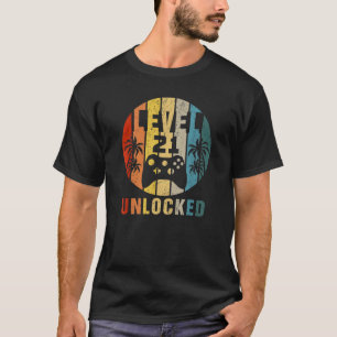 Level 21 Unlocked Retro Funny Video Gamer 21st Bir T-Shirt