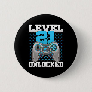 Level 21 Unlocked Video Gaming 21st Birthday Game  6 Cm Round Badge