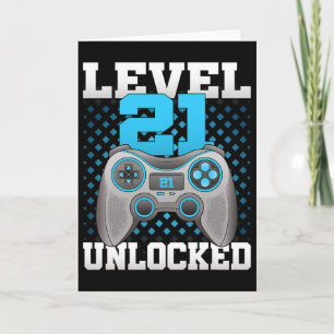 Level 21 Unlocked Video Gaming 21st Birthday Game Card
