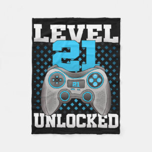 Level 21 Unlocked Video Gaming 21st Birthday Game  Fleece Blanket