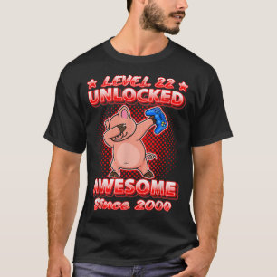 Level 22 Unlocked Gamers Born 2000 Dabbing Pig 22n T-Shirt