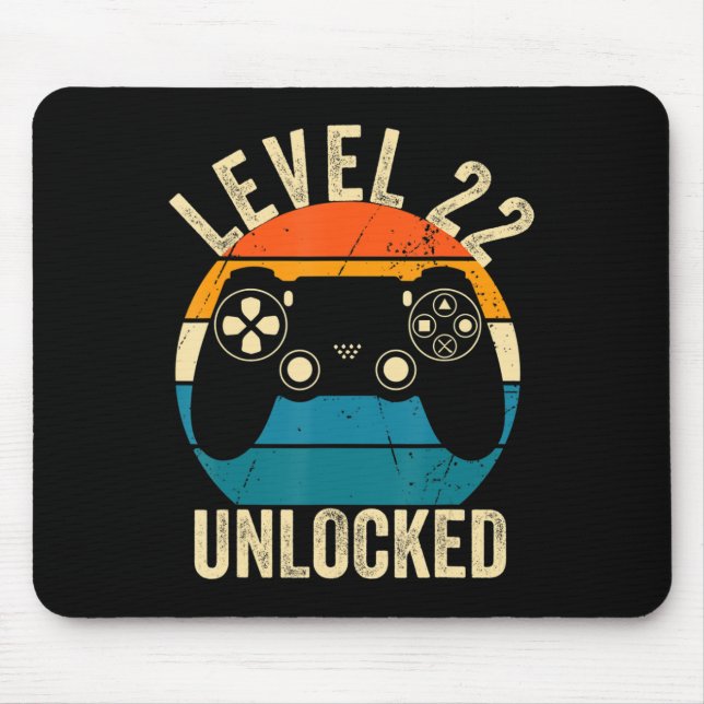 Level 22 Unlocked Video Game 22nd Birthday Gamer B Mouse Pad (Front)