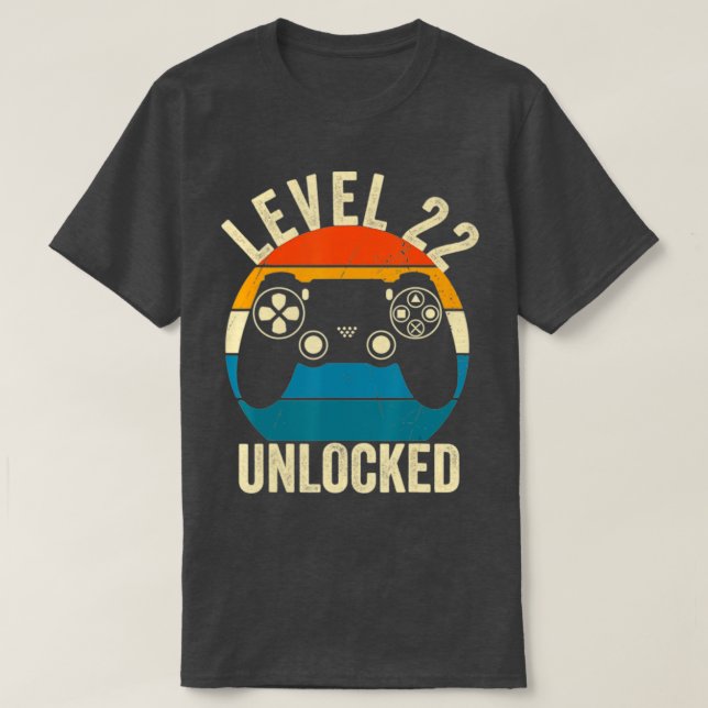 Level 22 Unlocked Video Game 22nd Birthday Gamer B T-Shirt (Design Front)