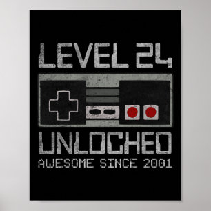Level 24 Unlocked 24th Birthday 24 Year Old Video  Poster