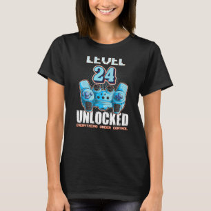 Level 24 Unlocked Boys Girls 24th Birthday 24 Year T-Shirt