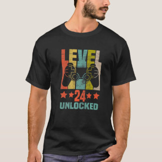 Level 24 Unlocked Funny Video Gamer 24th Birthday T-Shirt