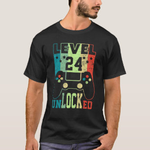 Level 24 Unlocked Shirt Funny Video Gamer 24th Bir