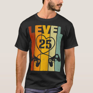 Level 25 Best Gift for Gamer Couple 25th Wedding A T-Shirt