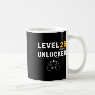 Level 25 Unlocked Video Gamer 25th Birthday Gift V Coffee Mug