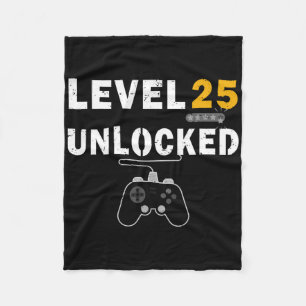 Level 25 Unlocked Video Gamer 25th Birthday Gift V Fleece Blanket