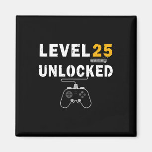 Level 25 Unlocked Video Gamer 25th Birthday Gift V Magnet
