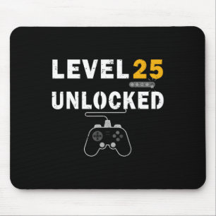 Level 25 Unlocked Video Gamer 25th Birthday Gift V Mouse Pad
