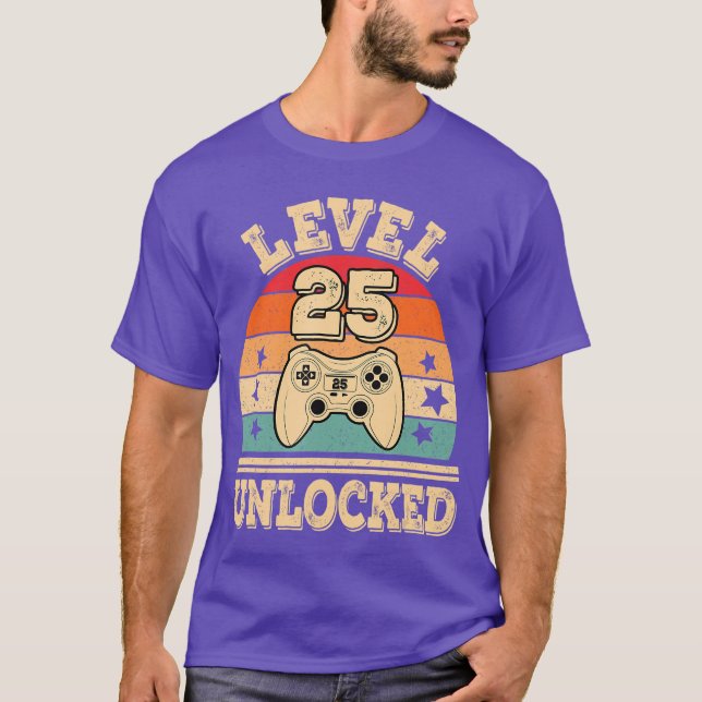 Level 25 Unlocked Video Gaming 25th Birthday Game  T-Shirt (Front)