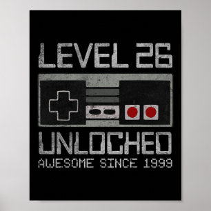 Level 26 Unlocked 26th Birthday 26 Year Old Video Poster