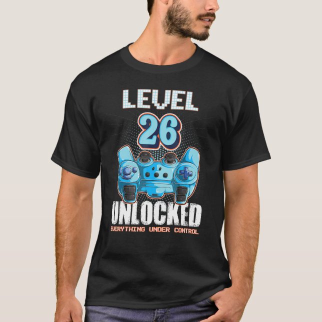 Level 26 Unlocked Boys Girls 26th Birthday 26 Year T-Shirt (Front)