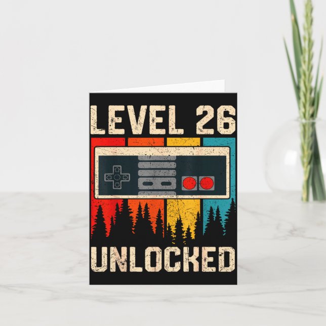 Level 26 Unlocked Video Game Controller Birthday M Card (Front)