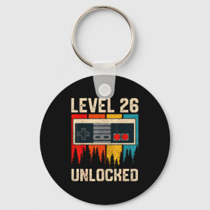 Level 26 Unlocked Video Game Controller Birthday M Key Ring