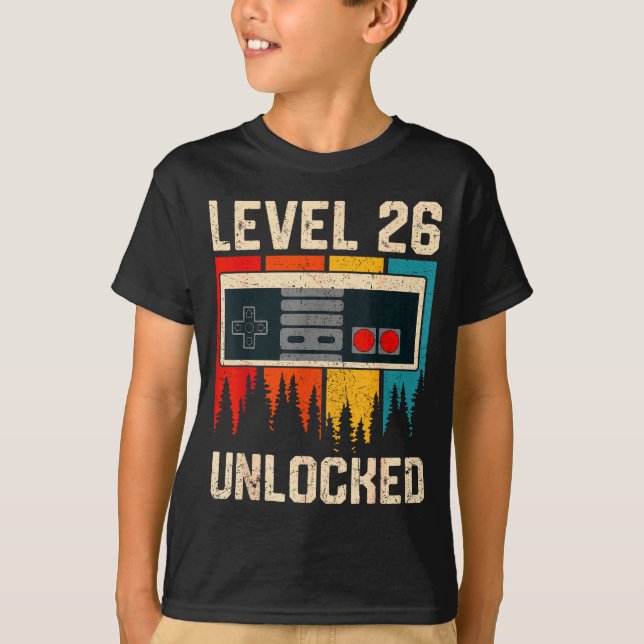Level 26 Unlocked Video Game Controller Birthday M T-Shirt (Front)
