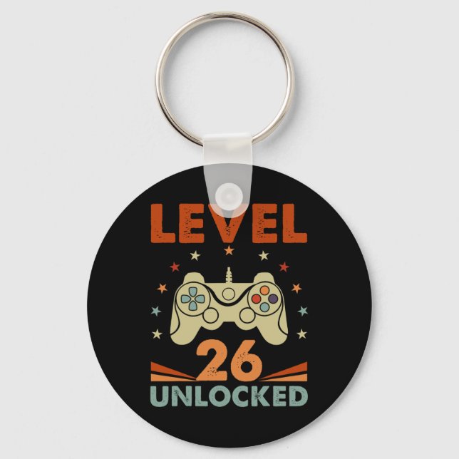 Level 26 Unlocked Video Gamer 26th Birthday 26 Yea Key Ring (Front)