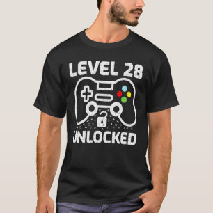 Level 28 Unlocked Video Game Gaming 28th Birthday T-Shirt