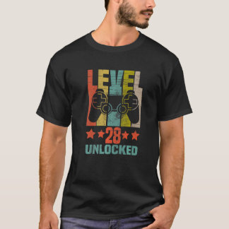 Level 28 Unlocked Video Gamer 28th Birthday Boys T-Shirt