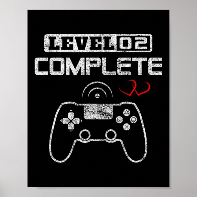 Level 2 Complete 2nd Wedding Anniversary Video Gam Poster (Front)